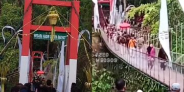 Kronologi Jembatan Pongpet Pangandaran Tetiba Runtuh saat Ramai-ramai Diresmikan Bupati Bareng Warganya