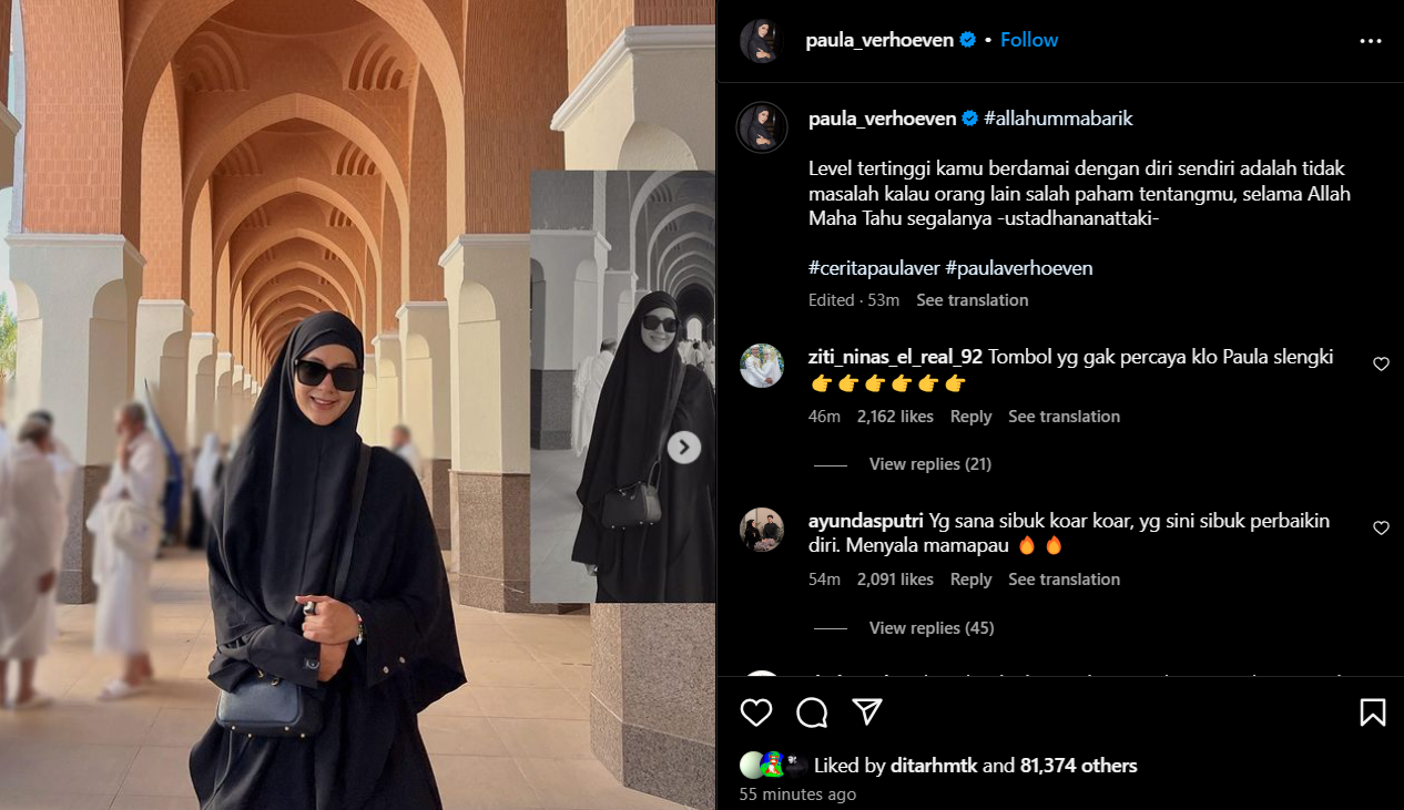 Postingan Instagram Paula Verhoeven di tengah isu perselingkuhannya